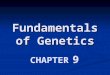 Fundamentals of Genetics CHAPTER 9. Patterns of Inheritance The History of Genetics The History of Genetics Genetics – scientific study of heredity Genetics