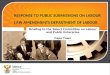 RESPONSE TO PUBLIC SUBMISSIONS ON LABOUR LAW AMENDMENTS DEPARTMENT OF LABOUR Briefing to the Select Committee on Labour and Public Enterprise Cape Town