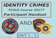 BCCO PCT #4 PowerPoint AND IDENTITY CRIMES TCOLE Course #3277 Participant Handout UNIT 1 - 5