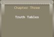 Chapter Three Truth Tables 1. Computing Truth-Values We can use truth tables to determine the truth-value of any compound sentence containing one of