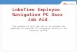 LoboTime Employee Navigation PC User Job Aid The purpose of this job aid is to provide the employee an overview of navigation inside of the LoboTime system