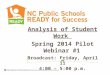 Analysis of Student Work Spring 2014 Pilot Webinar #1 h Broadcast: Friday, April 11 4:00 – 5:00 p.m