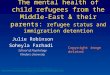 The mental health of child refugees from the Middle-East & their parents: refugee status and immigration detention Julie Robinson Soheyla Farhadi School