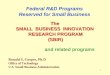 1 Federal R&D Programs Reserved for Small Business Ronald S. Cooper, Ph.D Office of Technology U.S. Small Business Administration The SMALL BUSINESS INNOVATION