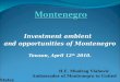 Investment ambient and opportunities of Montenegro Towson, April 12 th 2010. H.E. Miodrag Vlahovic Ambassador of Montenegro to United States