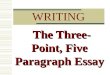 WRITING The Three- Point, Five Paragraph Essay. Three Parts  Introductory Paragraph  Body Paragraphs  Conclusion