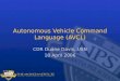 Autonomous Vehicle Command Language (AVCL) CDR Duane Davis, USN 18 April 2006