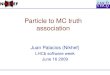 Particle to MC truth association Juan Palacios (Nikhef) LHCb software week June 16 2009