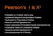 Pearson’s r & X 2 Correlation vs. X² (which, when & why) Qualitative/Categorical and Quantitative Variables Scatterplots for 2 Quantitative Variables Research