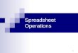 Spreadsheet Operations 1. Spreadsheet Operations— increase..... the efficiency of data entry the performing of calculations, and the presentation of information