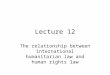 Lecture 12 The relationship between international humanitarian law and human rights law