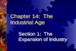 Chapter 14: The Industrial Age Section 1: The Expansion of Industry