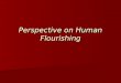 Perspective on Human Flourishing. Human Flourishing Before the Fall--human flourishing in the garden Before the Fall--human flourishing in the garden