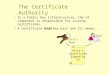 Who’s watching your network The Certificate Authority In a Public Key Infrastructure, the CA component is responsible for issuing certificates. A certificate