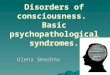 Disorders of consciousness. Basic psychopathological syndromes. Olena Smashna
