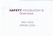 1 SAFETY SAFETY Introduction & Overview INSY 3020 SPRING 2005