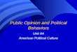 Public Opinion and Political Behaviors Unit IIA American Political Culture