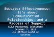 Educator Effectiveness: It’s about Communication, Relationships, and a Process of Support ACSA Personnel Institute October 7, 2015 Use #EffectiveEd on