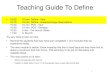Teaching Guide To Define 10:05 10 min Define - Intro 10:15 15 min Define - cluster/arrange observations 10:30 10 min POV - Intro 10:40 15 min POV - Develop