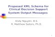 1 Proposed XML Schema for Clinical Decision Support System Output Messages Andy Nguyen, B.S. R. Matthew Sailors, Ph.D