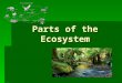 Parts of the Ecosystem. What is Ecology?  Study of the interactions between organisms and their environment