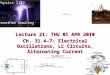 Physics 2102 Jonathan Dowling Lecture 21: THU 01 APR 2010 Ch. 31.4â€“7: Electrical Oscillations, LC Circuits, Alternating Current