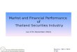 1 Market and Financial Performance of Thailand Securities Industry (as of 31 December 2012) Source : SEC / SET/ TFEX