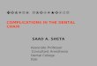 DENTAL ANESTHESIA COMPLICATIONS IN THE DENTAL CHAIR SAAD A. SHETA Associate Professor Consultant Anesthesia Dental College KSU