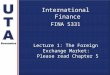 International Finance FINA 5331 Lecture 1: The Foreign Exchange Market: Please read Chapter 5 Aaron Smallwood Ph.D