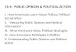 Ch 6: PUBLIC OPINION & POLITICAL ACTION I. How Americans Learn About Politics: Political Socialization II. Measuring Public Opinion and Political Information