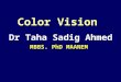 Color Vision Dr Taha Sadig Ahmed MBBS. PhD MAANEM