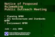 1 Notice of Proposed Rulemaking Public Outreach Meeting  Planning NPRM  ITS Architecture and Standards NPRM  Environment NPRM Federal Highway Administration