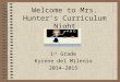 Welcome to Mrs. Hunter’s Curriculum Night 1 st Grade Kyrene del Milenio 2014-2015