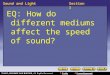 Sound and LightSection 1 EQ: How do different mediums affect the speed of sound?
