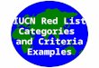 IUCN Red List Categories and Criteria Examples. THE IUCN CATEGORIES  A. Declining Population  B. Small Distribution and Decline or Fluctuation  C