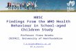HBSC Findings From the WHO Health Behaviour in School-aged Children Study Professor Fiona Brooks CRIPACC, University of Hertfordshire f.m.brooks@herts.ac.uk