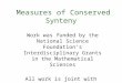 Measures of Conserved Synteny Work was funded by the National Science Foundation’s Interdisciplinary Grants in the Mathematical Sciences All work is joint