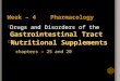 Week – 4 Pharmacology Drugs and Disorders of the Gastrointestinal Tract Nutritional Supplements chapters – 25 and 20