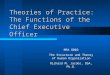 Theories of Practice: The Functions of the Chief Executive Officer MPA 8002 The Structure and Theory of Human Organization Richard M. Jacobs, OSA, Ph.D