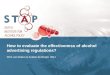 How to evaluate the effectiveness of alcohol advertising regulations? Wim van Dalen & Avalon de Bruijn; 2011