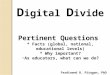 D igital D ivide Pertinent Questions * Facts (global, national, educational levels) * Why important? As educators, what can we do? Ferdinand B. Pitagan,
