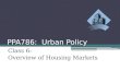 PPA786: Urban Policy Class 6: Overview of Housing Markets