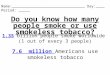 Name:_________________________________ Day:____ Period: _____ Do you know how many people smoke or use smokeless tobacco? 1.35 billion people smoke worldwide