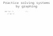 Practice solving systems by graphing 1.)2.) 2x + 5y = â€“5 x + 3y = 3