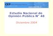 CEP, Encuesta Nacional de Opinión Pública, Diciembre 2004. 1 % Estudio Nacional de Opinión Pública N° 48 Estudio Nacional de Opinión Pública