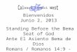 Bienvenidos Junio 2, 2013 Standing Before the Bema Seat of God Ante El Asiento Bema de Dios Romans / Romanos 14:9 - 13
