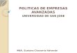 POLITICAS DE EMPRESAS AVANZADAS UNIVERSIDAD DE SAN JOSE MBA. Gustavo Chavarría Valverde