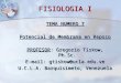 FISIOLOGIA I TEMA NUMERO 7 Potencial de Membrana en Reposo PROFESOR: Gregorio Tiskow, Ph.Sc. E-mail: gtiskow@ucla.edu.ve U.C.L.A. Barquisimeto, Venezuela