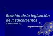 1 Revisión de la legislación de medicamentos (CONTENIDOS) Diego Martínez (MSC)