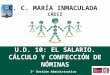 U.D. 10: EL SALARIO. CÁLCULO Y CONFECCIÓN DE NÓMINAS 2º Gestión Administrativa C. C. MARÍA INMACULADA CÁDIZ